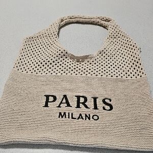 Beige Knit Tote Bag natural Boho Paris Milano